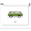 Affiche Le Duo Voiture Combi Volkswagen Verte 30 X 40 Cm