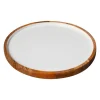Assiette De Presentation Ronde En Bois De Manguier Et Email Blanc