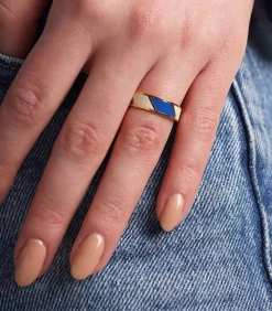 Bague Ajustable Striped Candy Cobalt White