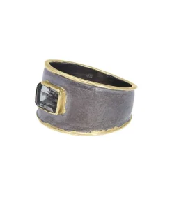 Bague Chevaliere Jaimie Or 14K Et Argent Noirci