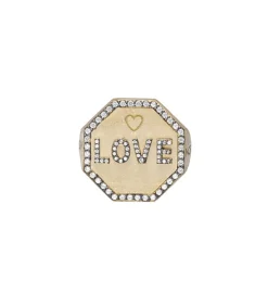 Bague Chevaliere Love Or Jaune Saphirs Blancs