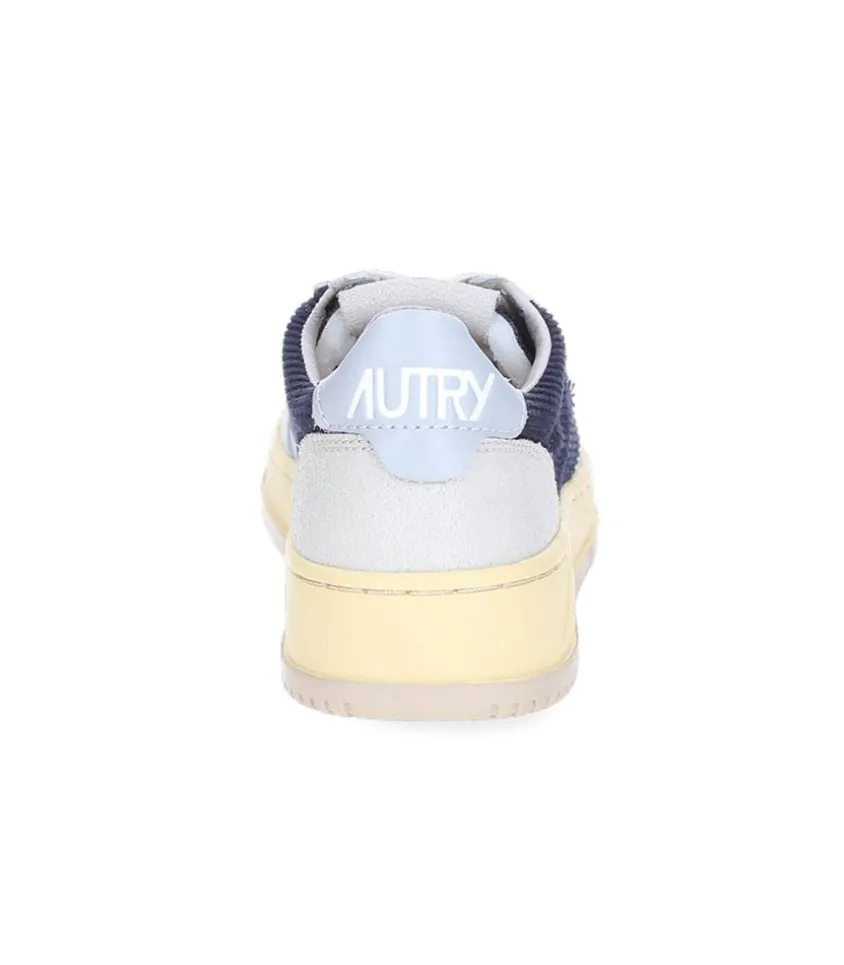 Baskets Medalist Low Velours Cotele Bleu Et Gris