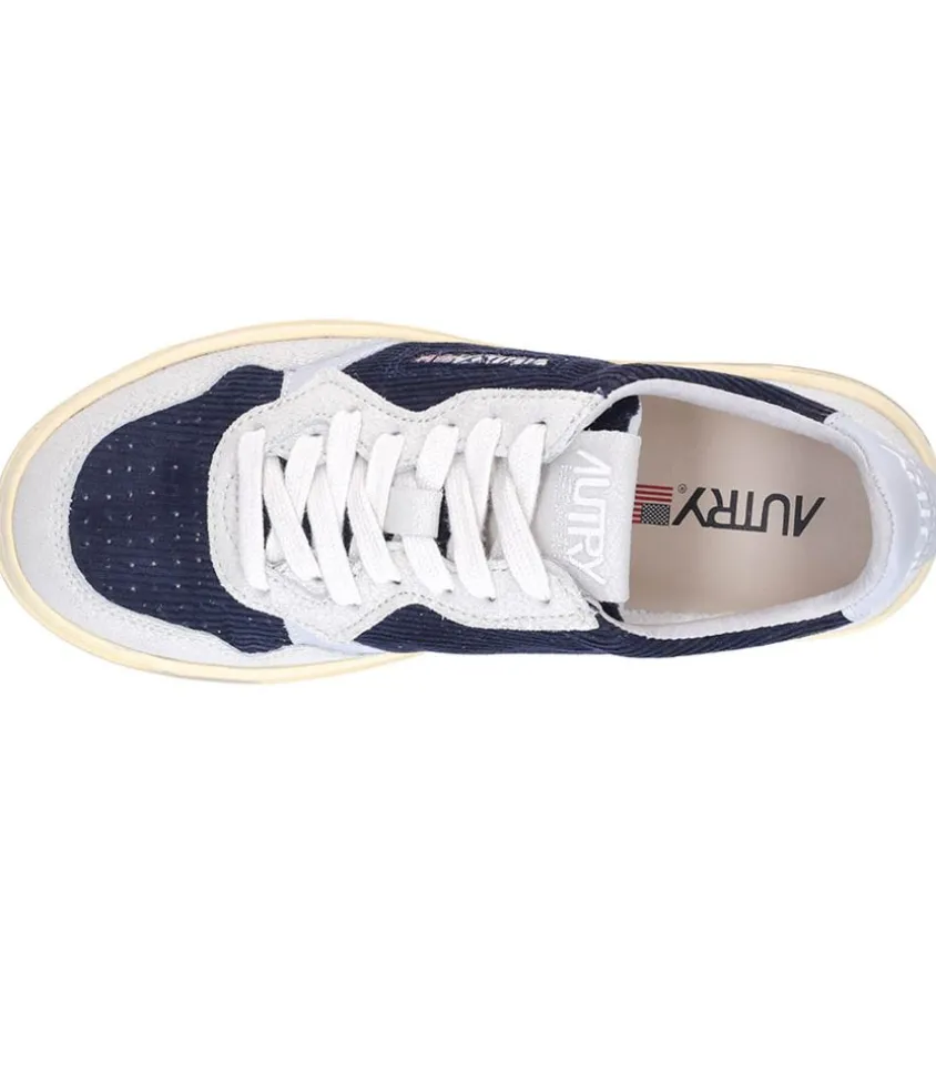 Baskets Medalist Low Velours Cotele Bleu Et Gris