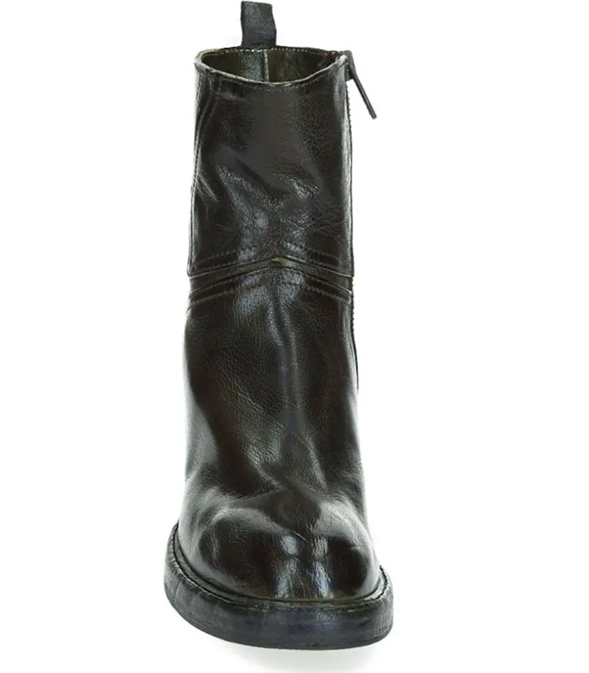 Boots Avec Empiecements En Cuir Kaki