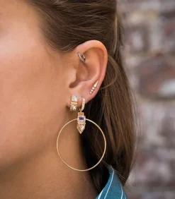 Boucle D'Oreille Pierre De Lune Et Diamants