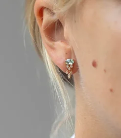 Boucles D'Oreilles Meduse Saphir Vert & Diamants