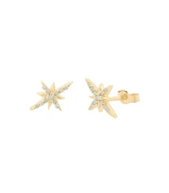 Boucles D'Oreilles North Star & Diamants Or Jaune