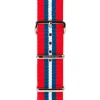 Bracelet De Montre Type Nato Raye Rouge, Bleu Et Blanc 280Mm
