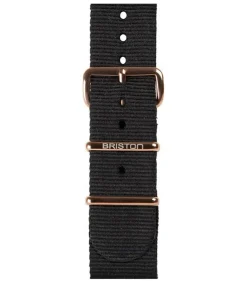Bracelet De Montre Type Nato Noir, Boucle Or Rose 18Mm - Clubmaster Chic