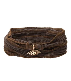 Bracelet En Soie A Nouer Et Charm Amazing Eye En Bronze Et Tsavorite