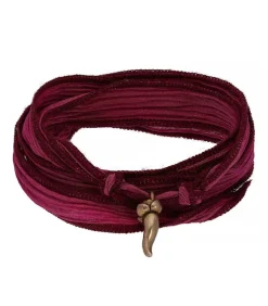 Bracelet En Soie A Nouer Et Charm Corne D'Abondance En Bronze