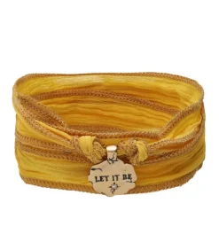 Bracelet En Soie A Nouer Et Charm Let It Be En Bronze Et Diamant