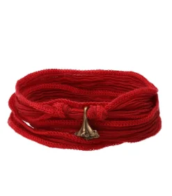 Bracelet En Soie A Nouer Et Charm Le Lily De Paris En Bronze