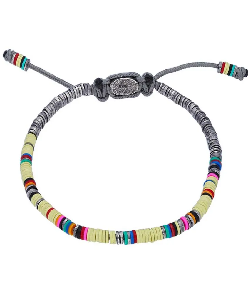 Bracelet Ghanian Mini En Perles Africaines Et Argent