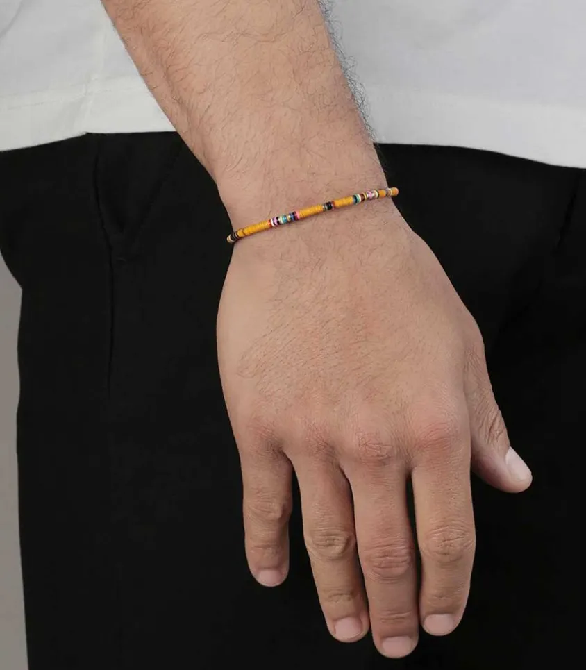 Bracelet Ghanian Mini En Perles Africaines Et Argent