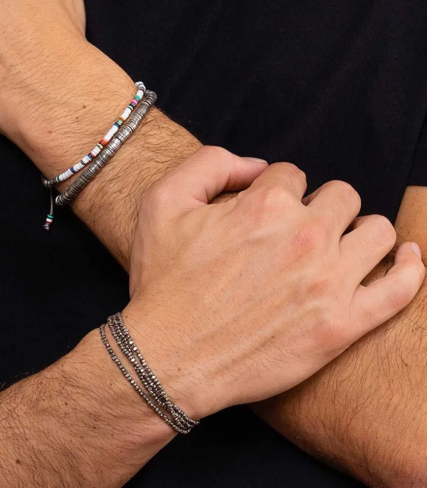 Bracelet Ghanian Mini En Perles Africaines Et Argent