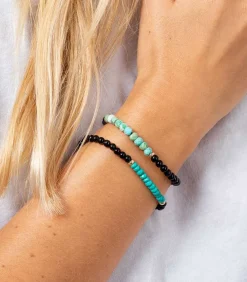 Bracelet Perles Onyx Et Turquoise