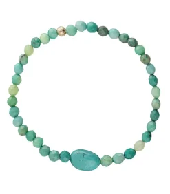 Bracelet Turquoises Et Agate Ovale Verte