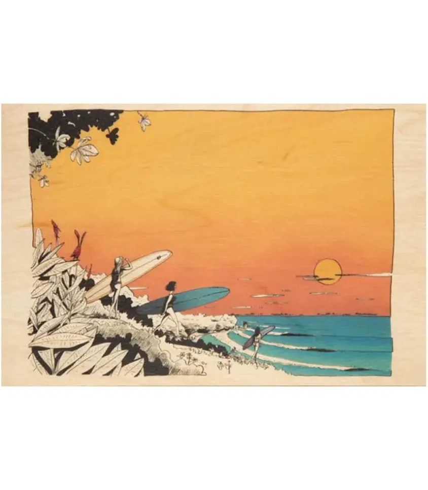 Carte Postale En Bois Ride Let'S Go Surfing