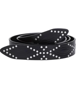 Ceinture Lecce En Cuir Noir Et Silver