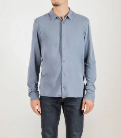 Chemise Homme A Manches Longues Bleu Vintage