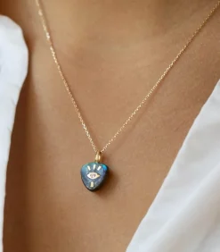 Collier En Or Chaine Oeil Diamant Labradorite