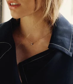 Collier Forcat Lime Avec Diamant Princesse Carre En Or Jaune