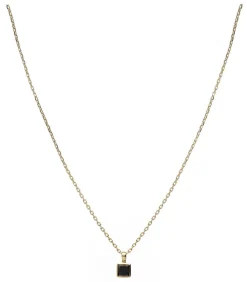 Collier Forcat Lime Avec Diamant Noir Princesse Carre En Or Jaune