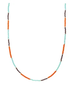 Collier Miyuki Perles Turquoise Et Orange