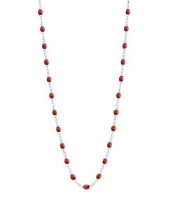 Collier Or Blanc Et Perles De Resine 42 Cm
