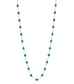 Collier Or Blanc Et Perles De Resine 42 Cm