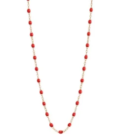 Collier Or Rose Et Perles De Resine 42 Cm