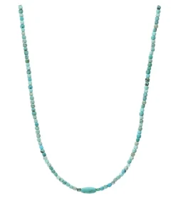 Collier Perles Cubes Et Turquoise Ovale