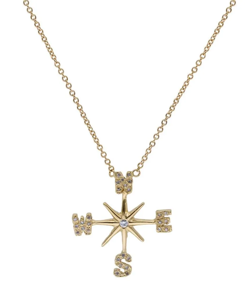 Collier Rose Des Vents En Or Jaune Et Diamants