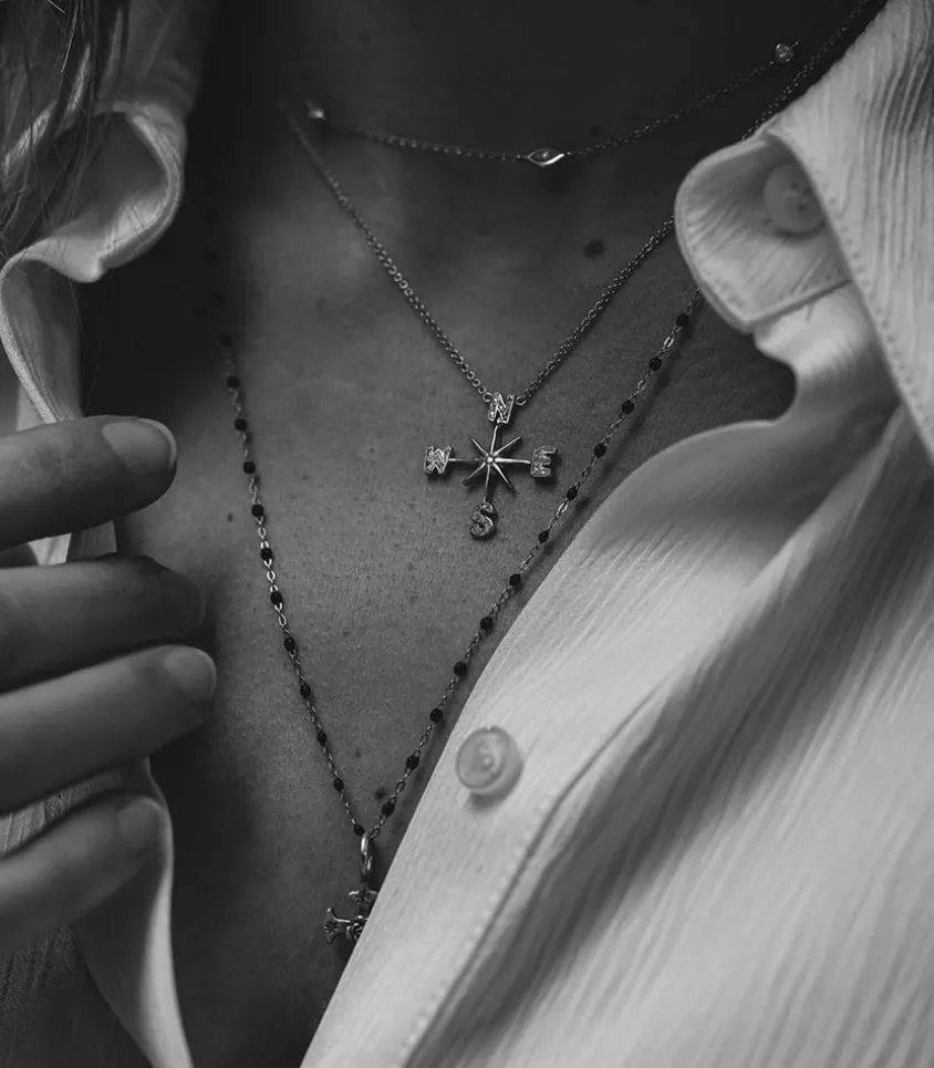 Collier Rose Des Vents En Or Jaune Et Diamants