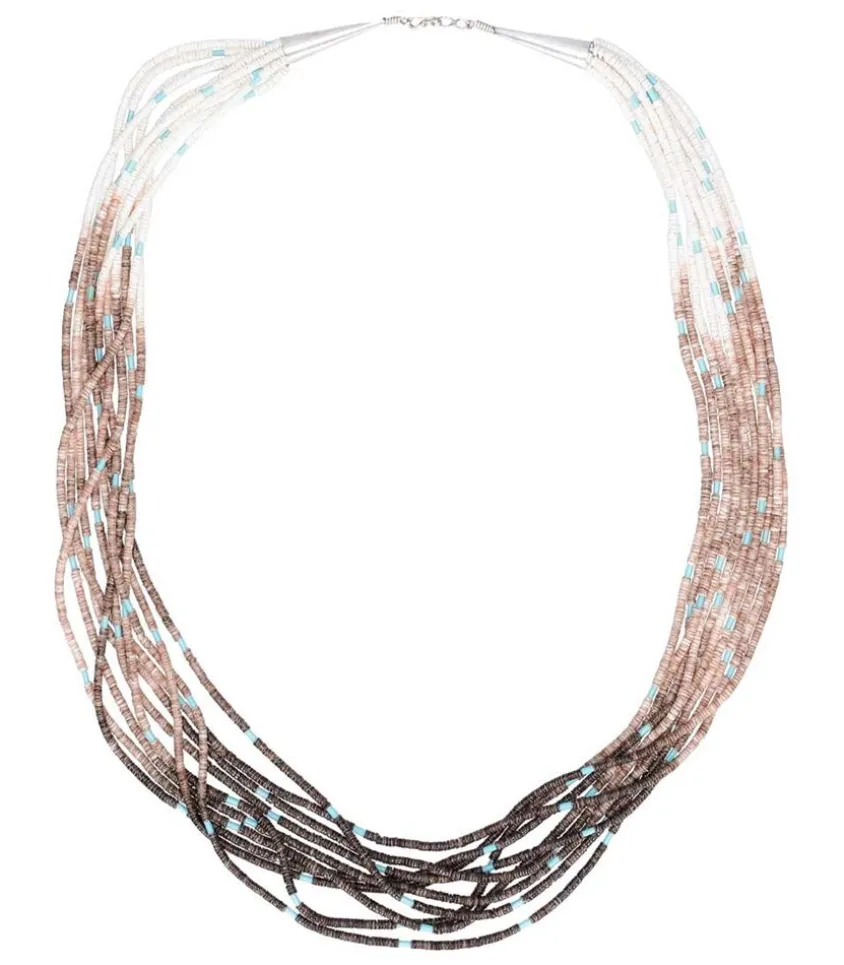 Collier Tie & Dye Coquillages Et Turquoises