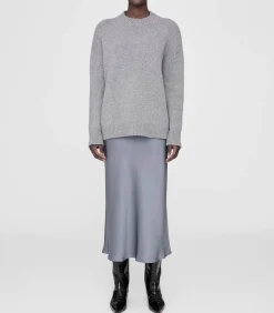 Jupe Longue Bar En Soie Gris