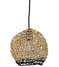 Luminaire Filet 100 % Papier Recycle Naturel Et Noir