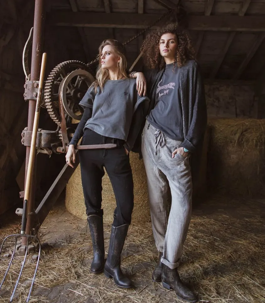 Pantalon Homme Front Pockets Hand Dyed Gris