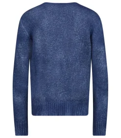 Pull En Maille Col V Blue Navy