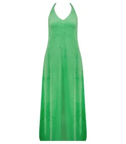 Robe Mireille Grass Green En Eponge Velours