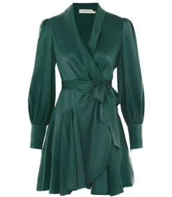 Robe Portefeuille En Soie Jade