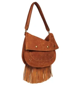 Sac Jerry M Cuir Velours Tabac