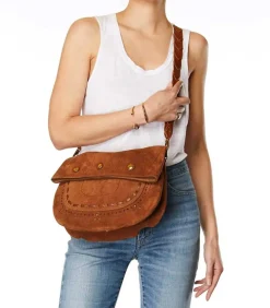 Sac Jerry M Cuir Velours Tabac