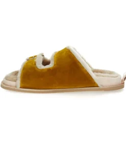 Sandales A Boucles En Velours Et Peau De Mouton