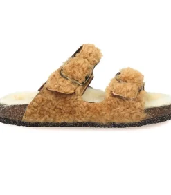 Sandales Shearling Camel/Champagne