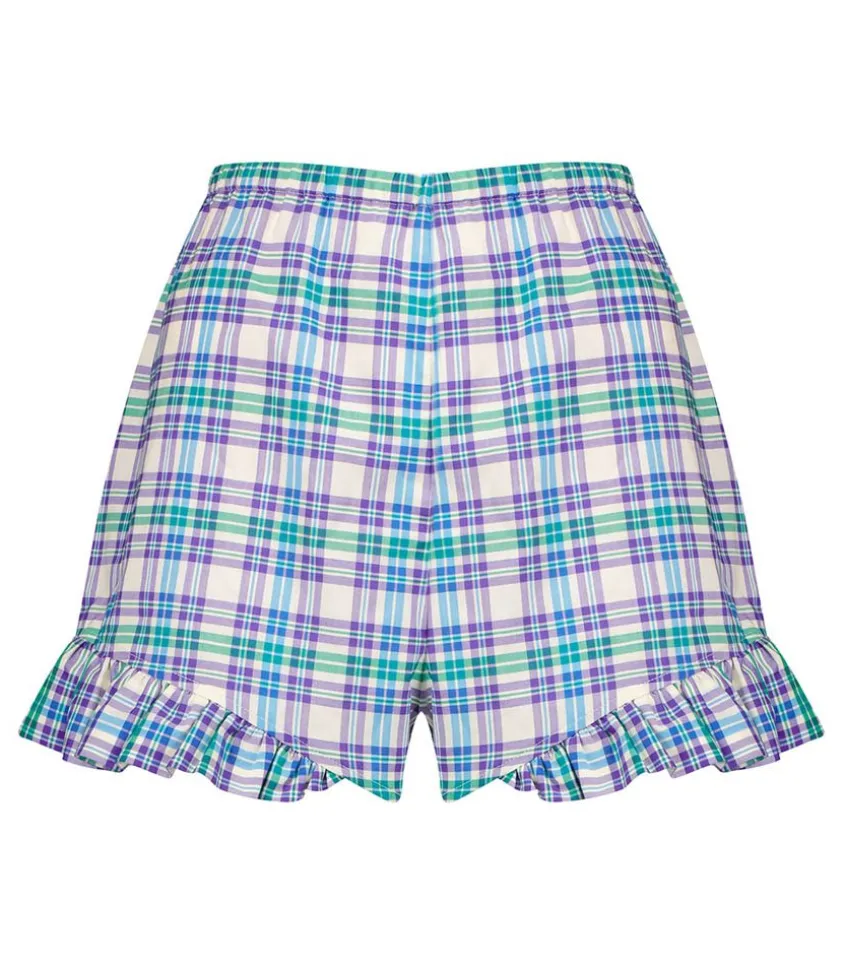 Short A Carreaux Rod Western Bleu