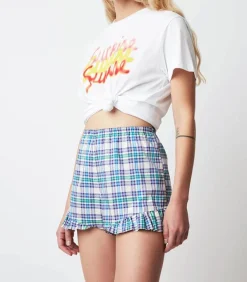 Short A Carreaux Rod Western Bleu