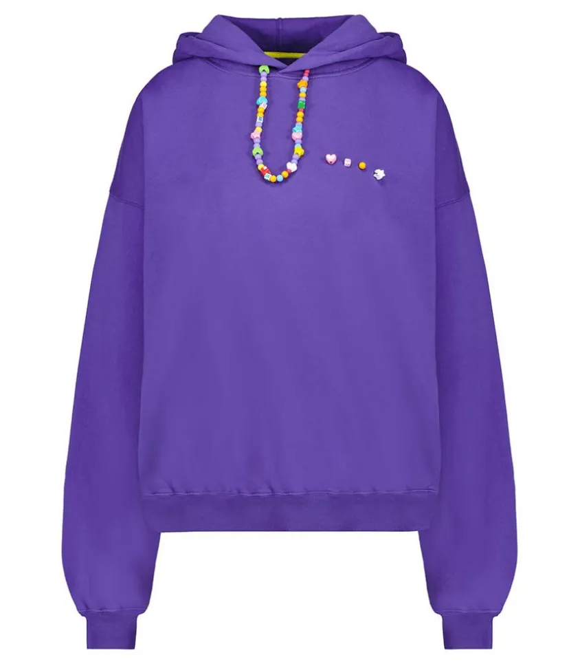 Sweat A Capuche Avec Collier De Perles Violet