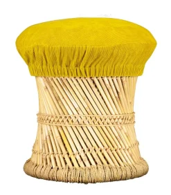 Tabouret Cordou Velours Cotele Jaune